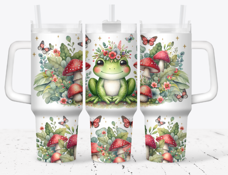 Adorable Frog with mushrooms
