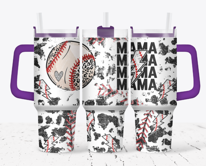 MAMA lightning baseball with cow print