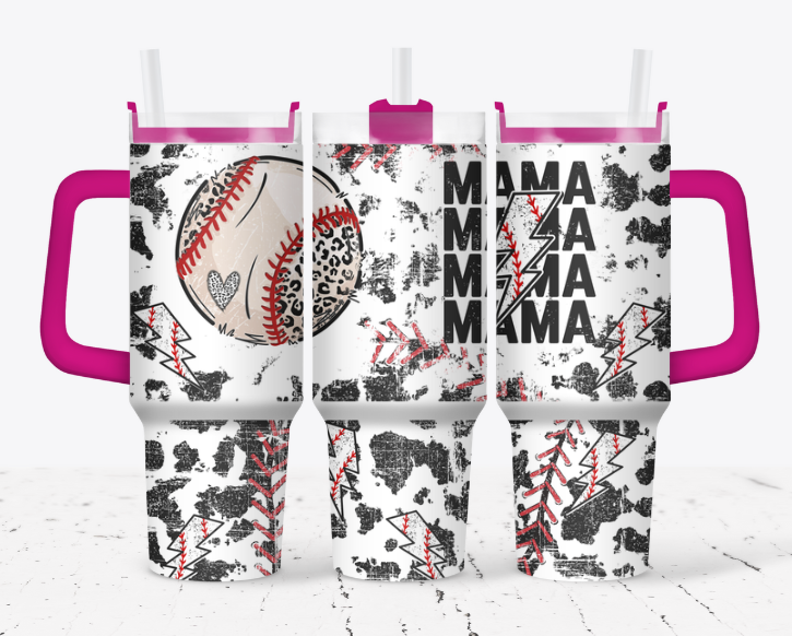 MAMA lightning baseball with cow print