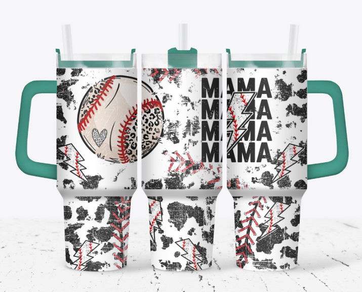 MAMA lightning baseball with cow print