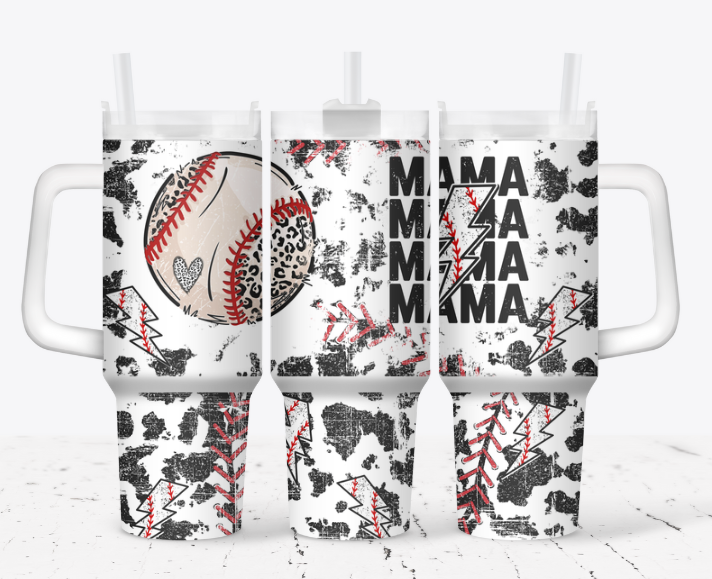 MAMA lightning baseball with cow print