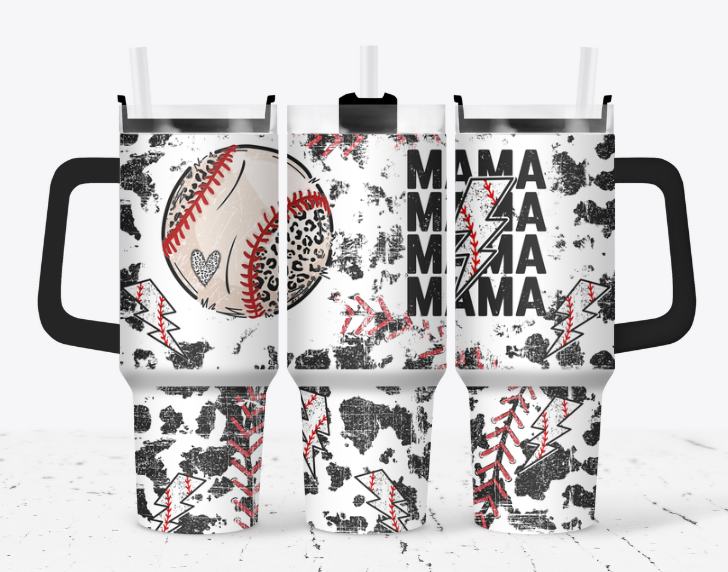 MAMA lightning baseball with cow print