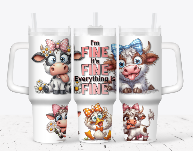 I'm fine it's fine everything is fine cows with silly faces