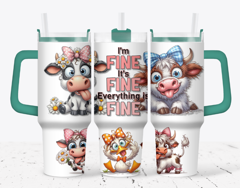 I'm fine it's fine everything is fine cows with silly faces