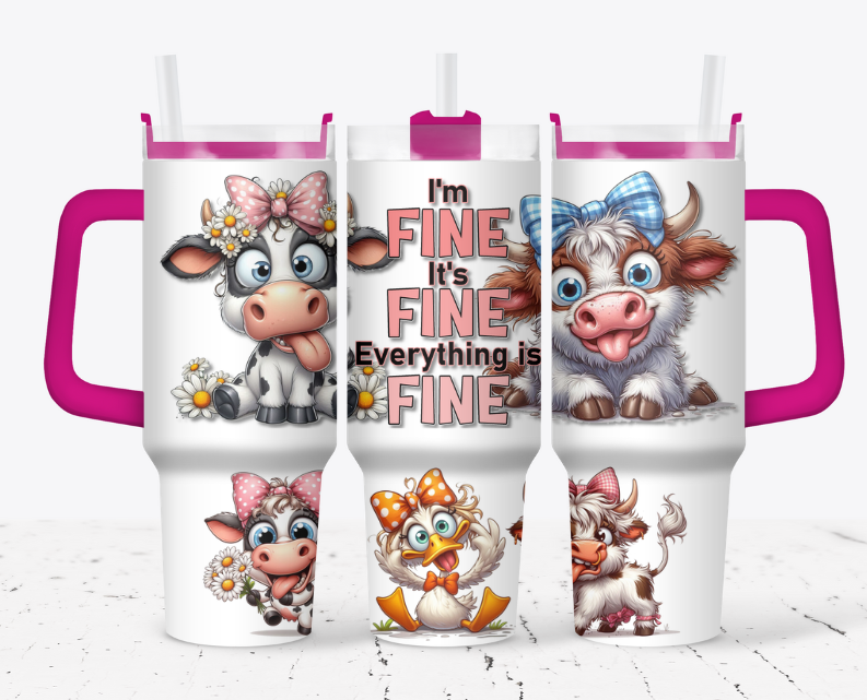 I'm fine it's fine everything is fine cows with silly faces