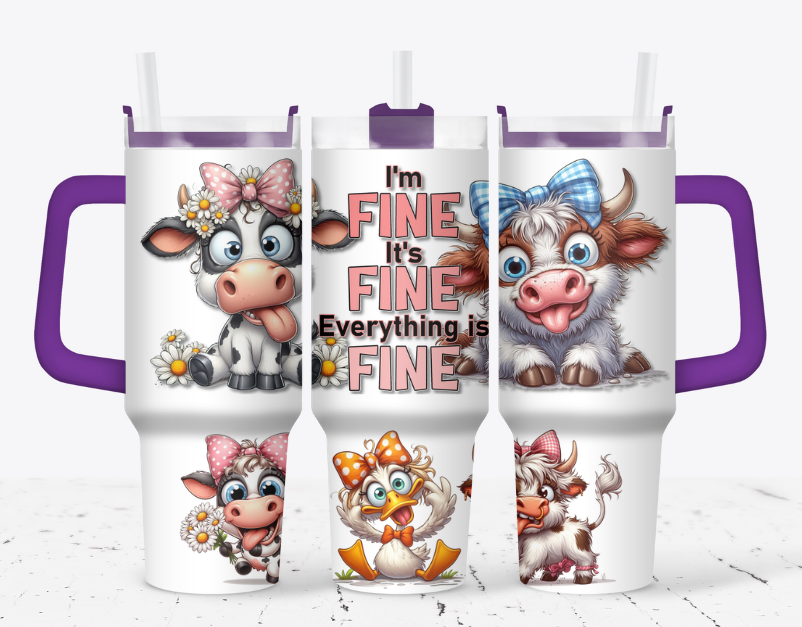 I'm fine it's fine everything is fine cows with silly faces