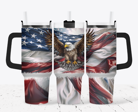 American flag with an eagle 3d style detail