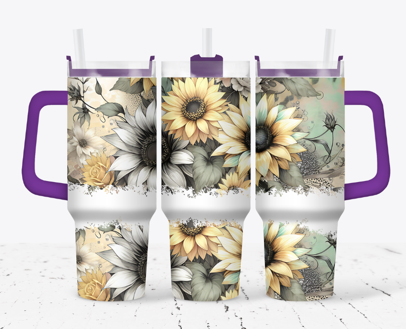 Light style sunflowers with a hint of teal