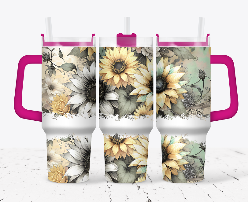 Light style sunflowers with a hint of teal