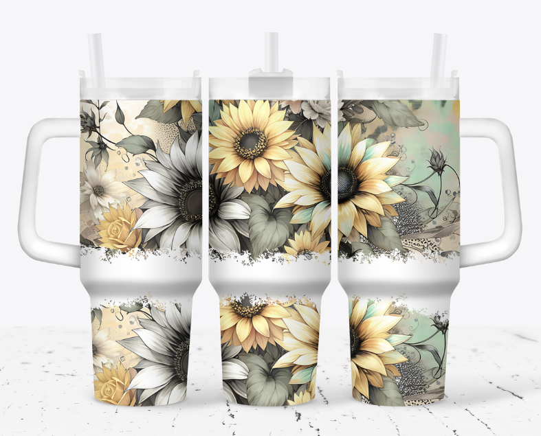 Light style sunflowers with a hint of teal