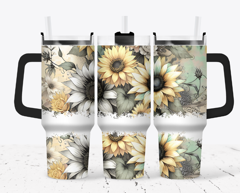 Light style sunflowers with a hint of teal