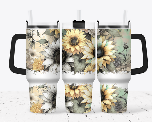 Light style sunflowers with a hint of teal