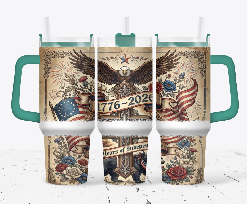 250 years celebration with eagle, bear and flag