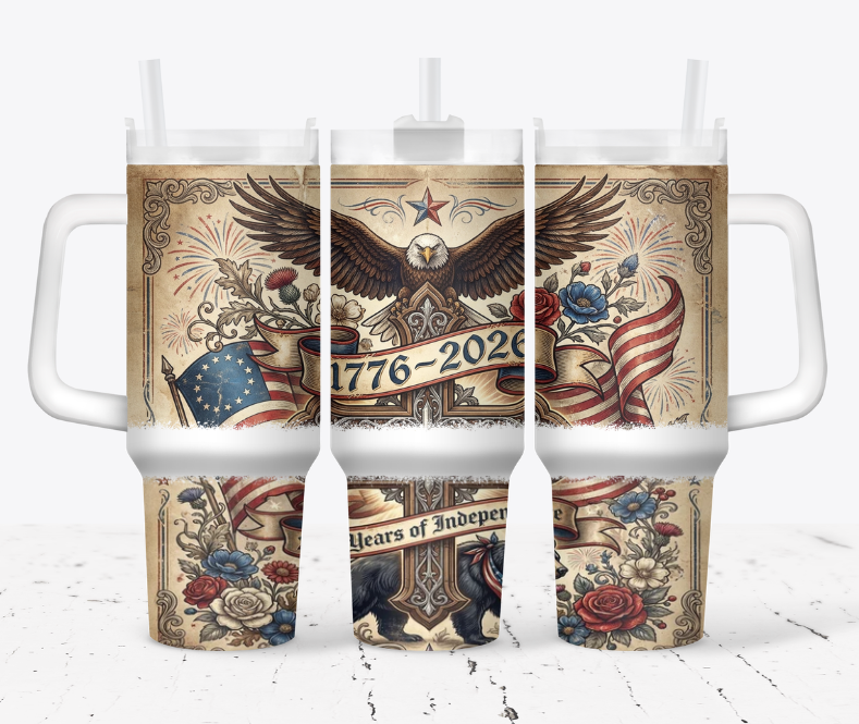 250 years celebration with eagle, bear and flag