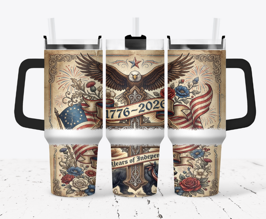 250 years celebration with eagle, bear and flag