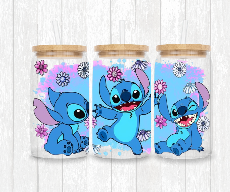 Stitch purple and blue with flowers