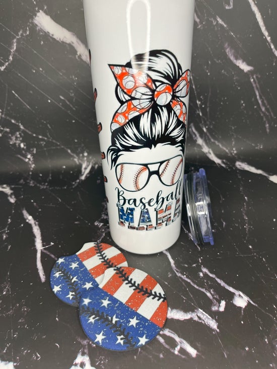 Baseball MAMA Flag tumbler set