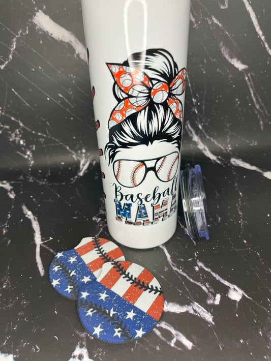 Baseball MAMA Flag tumbler set
