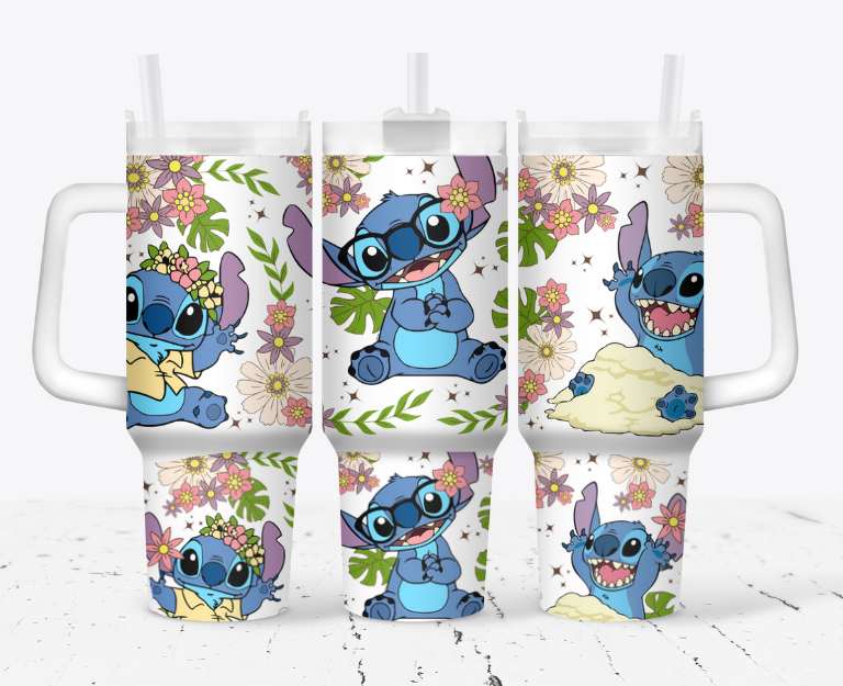 White background with Stitch